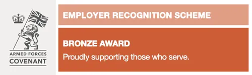 Employer Recognition Scheme. Bronze Award. Proudly supporting those who serve.